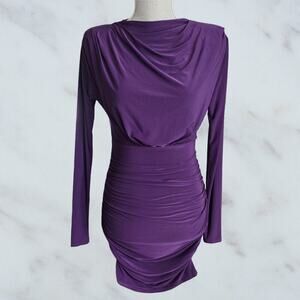 Nasty Gal NWT Drop Neckline Ruched Mini Dress Sz 4